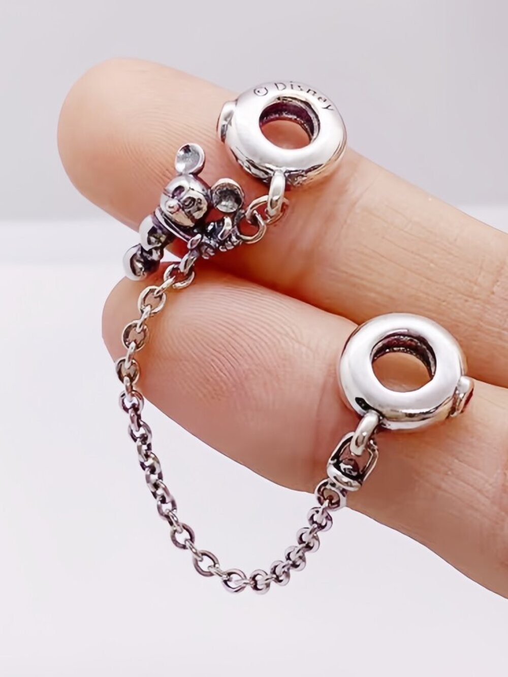 Pandora Disney, Climbing Mickey Safety Chain, Red CZ